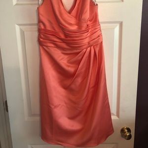 David’s Bridal sleeveless formal dress in peach